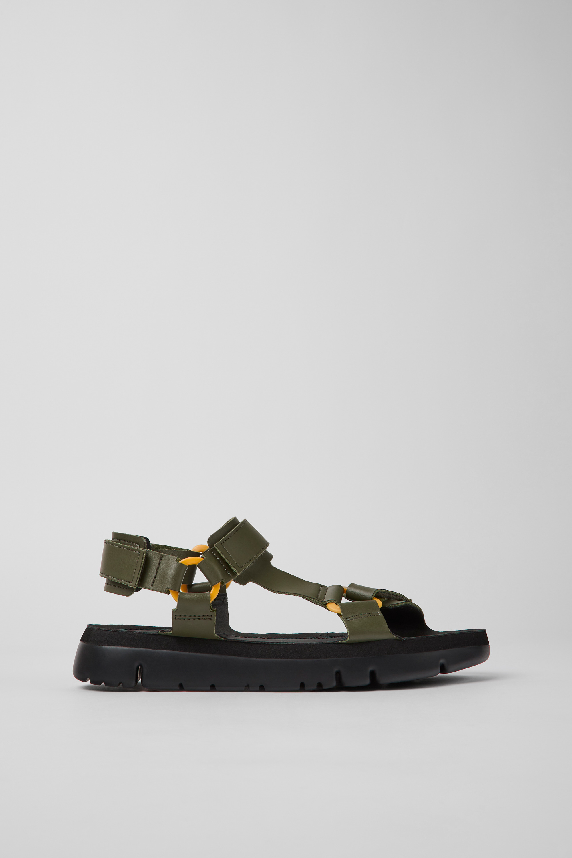 Oruga - Green leather sandals for men