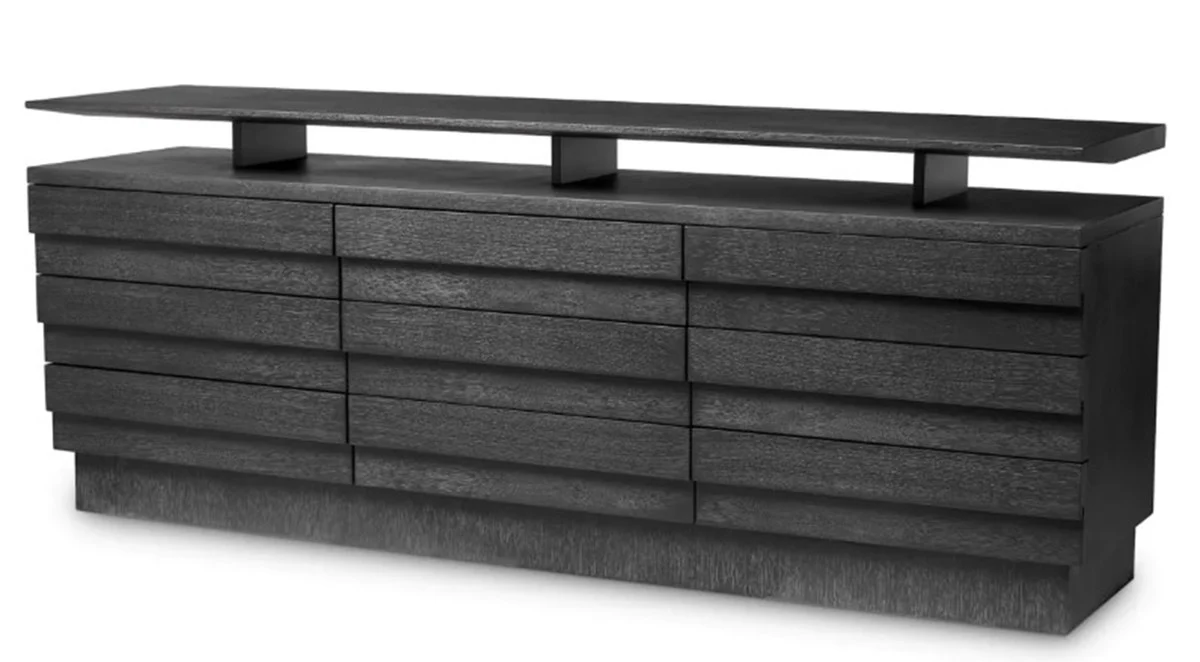 Casa Padrino aparador de lujo con 9 cajones de madera de caoba con chapa de roble antracita - muebles de lujo