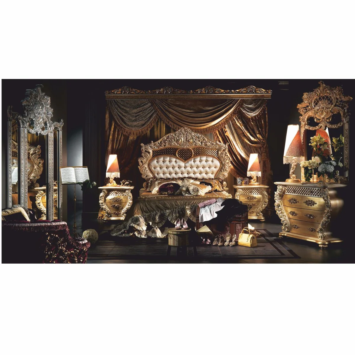 Casa Padrino espejo de pie barroco de lujo plata 230 x A. 260 cm - Hecho en Italia