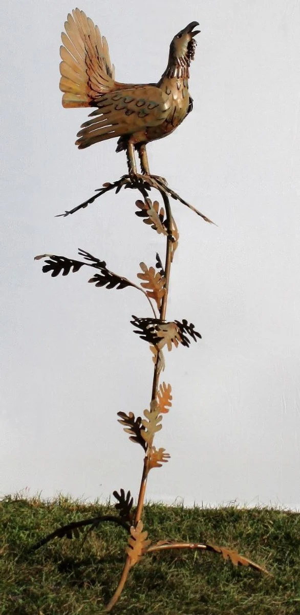 Casa Padrino escultura de decoración de jardín gallo en rama óxido 87 x 70 x A. 160 cm - Figura de Jardín Hecha a Mano - Decoración de Jardín