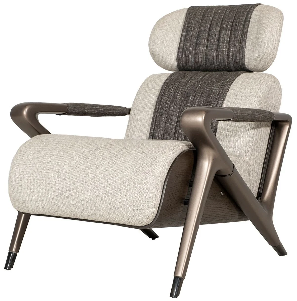 Casa Padrino sill¨®n de dise?o de lujo gris / negro / marr¨®n oscuro / bronce 80 x 90 x A. 89 cm - Sill¨®n de sal¨®n - Sill¨®n de hotel - Muebles de sal¨®n - Muebles de hotel - Muebles de lujo