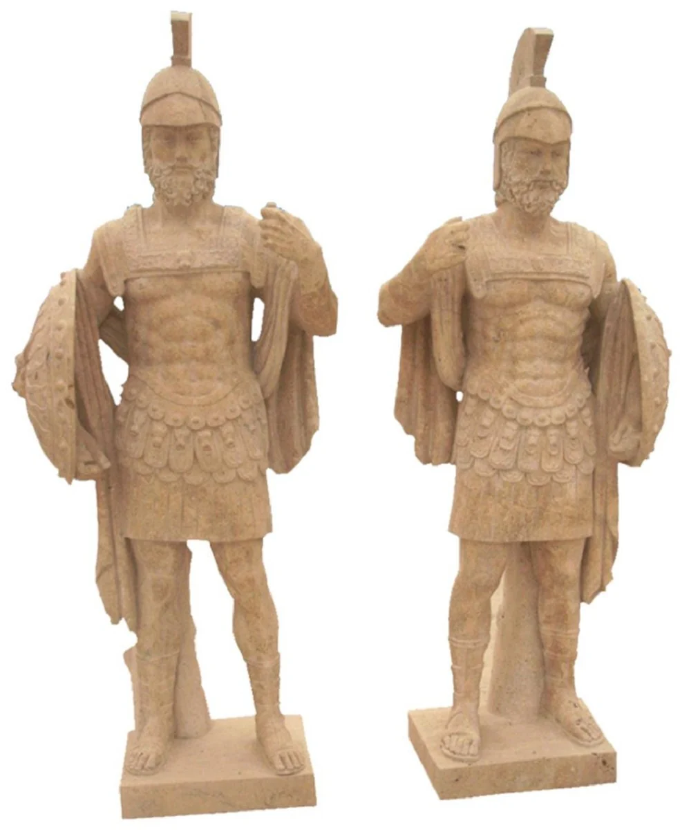 Casa Padrino conjunto de esculturas de m¨¢rmol de estilo antiguo soldados romanos beige A. 200 cm