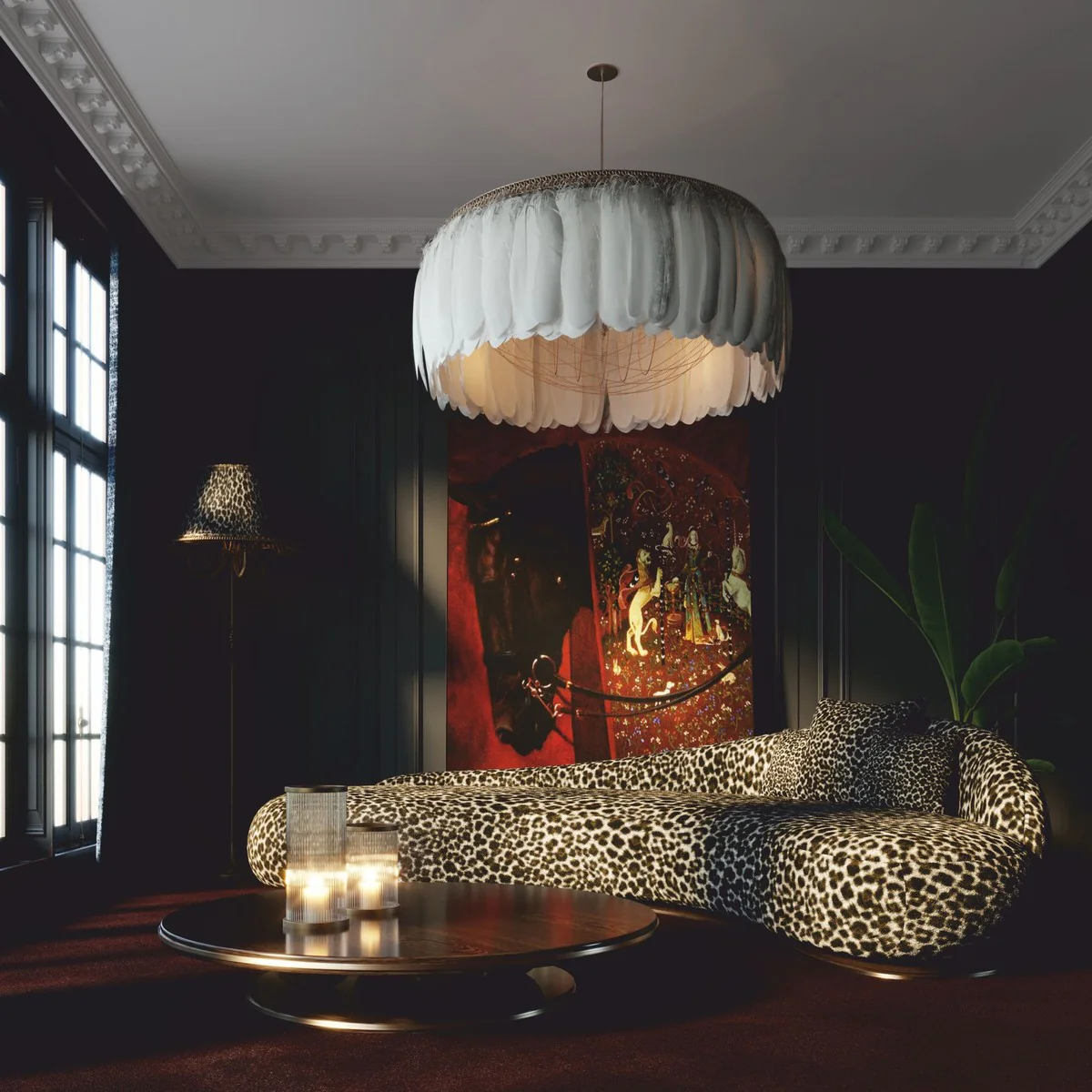 Casa Padrino sof¨¢ de lujo lado derecho leopardo / marr¨®n / plata 280 cm - Muebles de sal¨®n y hotel