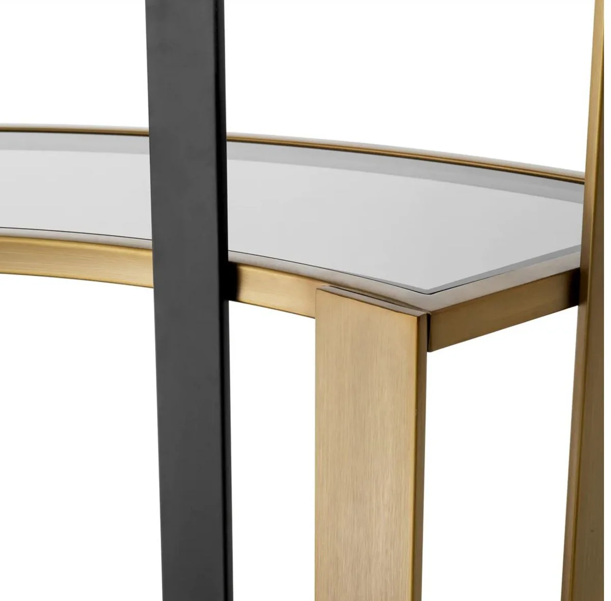 Casa Padrino armario de estanter¨ªa de lujo lat¨®n / negro / gris 115 x 37 x A. 240 cm - Armario de metal curvado con 6 estantes de vidrio - Muebles de sal¨®n de lujo - Muebles de hotel