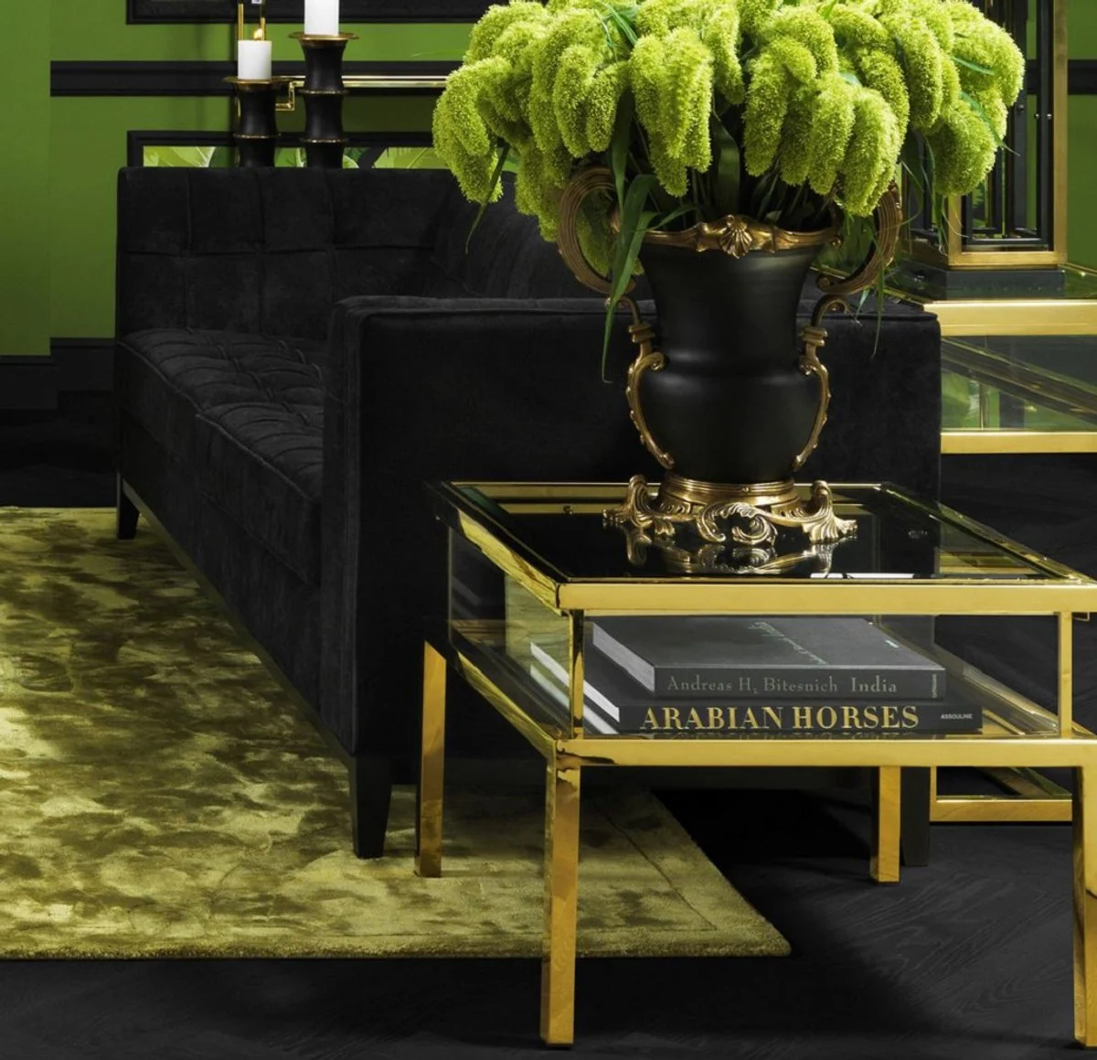 Casa Padrino mesa auxiliar de lujo oro 65 x 65 x A. 55,5 cm - Mesa auxiliar cuadrada de acero inoxidable con tapa de vidrio - Colección de lujo