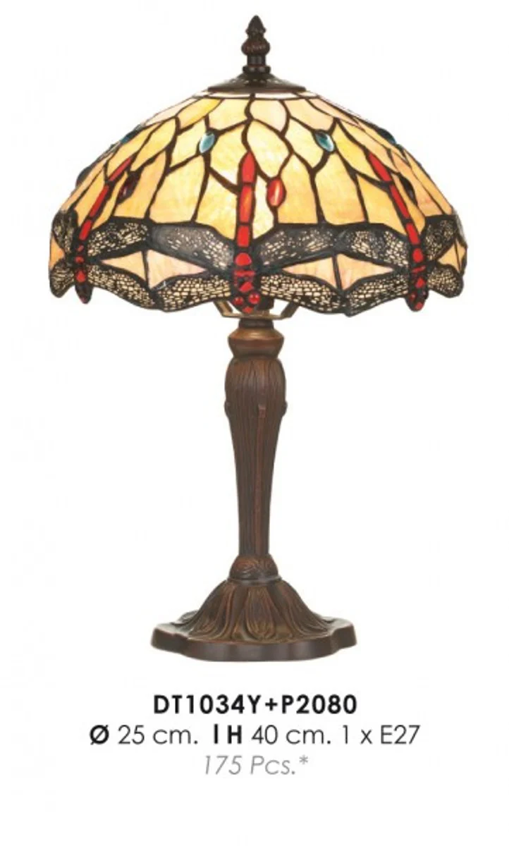Casa Padrino l¨¢mpara de taburete Tiffany colores ? 25 x A. 40 cm - L¨¢mpara de mesa Tiffany hecha a mano