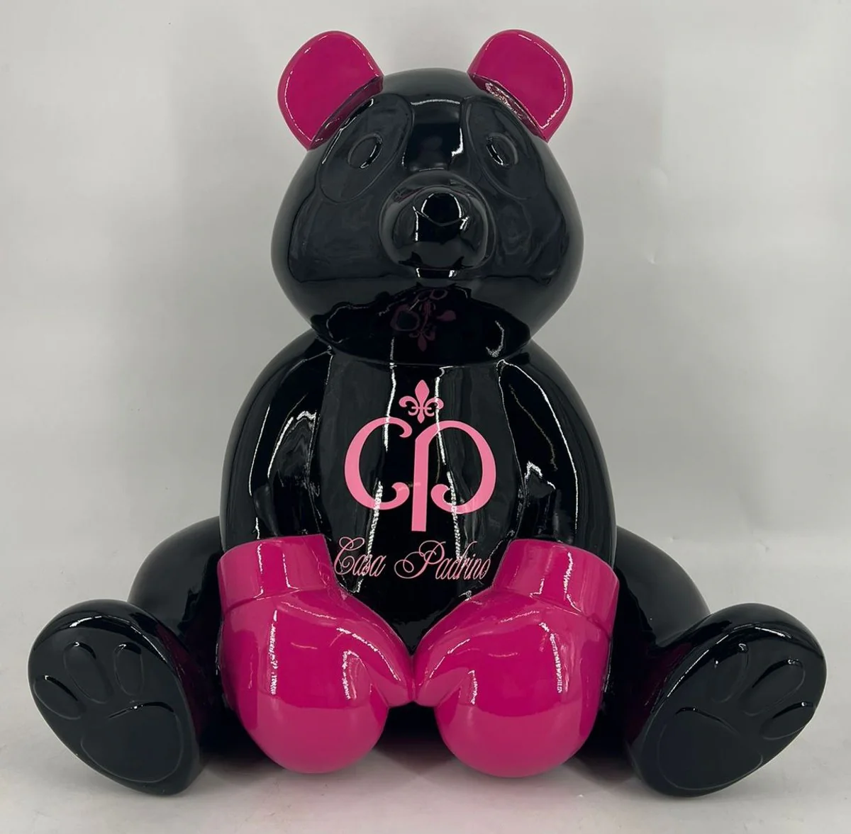 Casa Padrino figura decorativa de lujo osito de peluche boxer negro / p¨²rpura 50 cm - Escultura decorativa