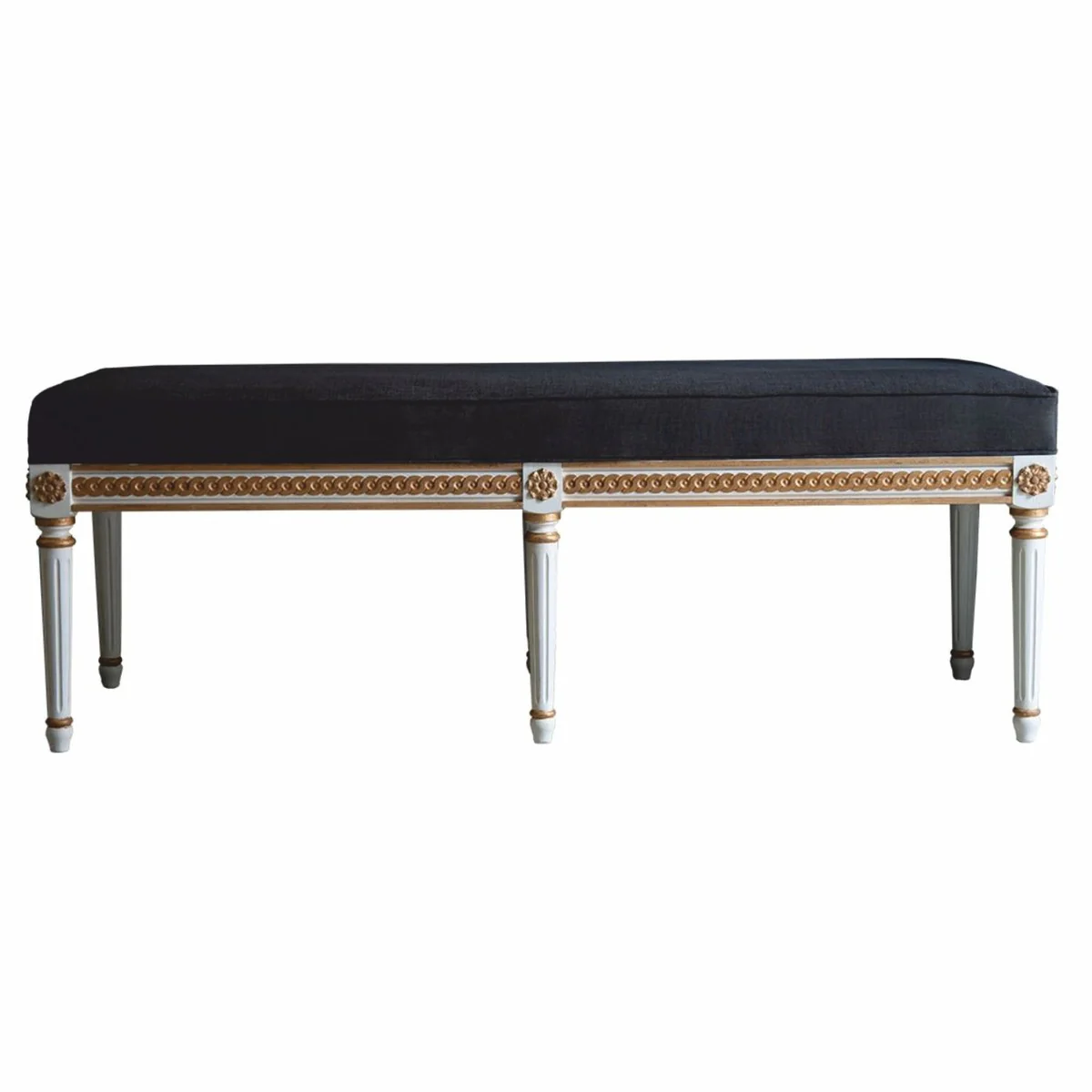 Casa Padrino Banco Barroco de Lujo Gris Oscuro / Blanco / Oro 153 cm - Hecho en Italia