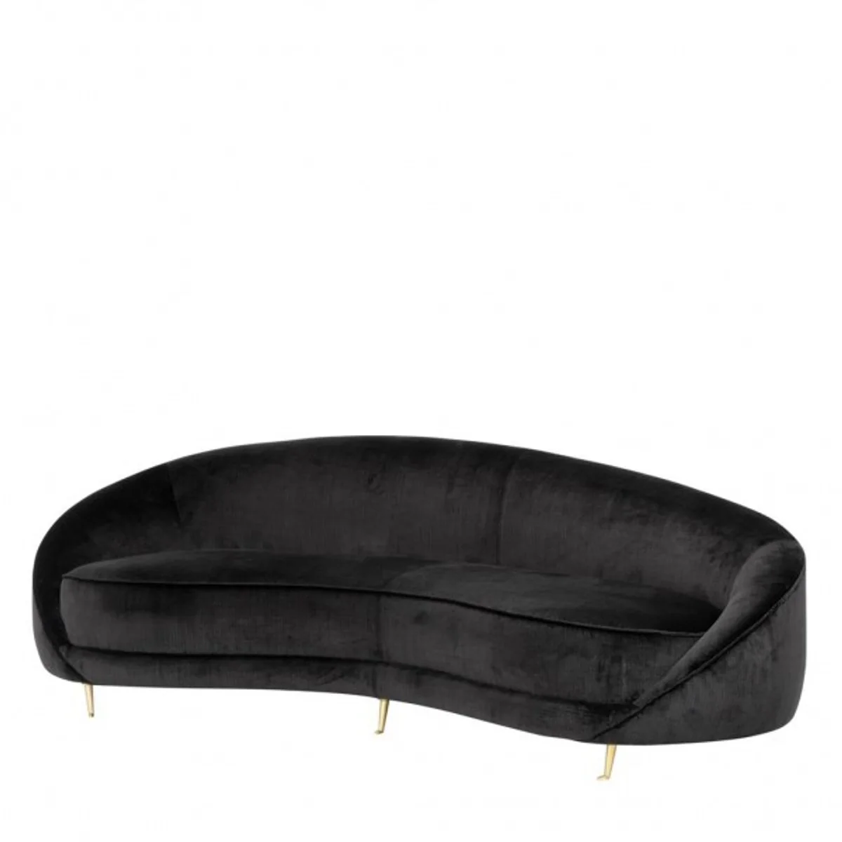 Casa Padrino luxury sofa Black bent with noble brass feet 239 cm