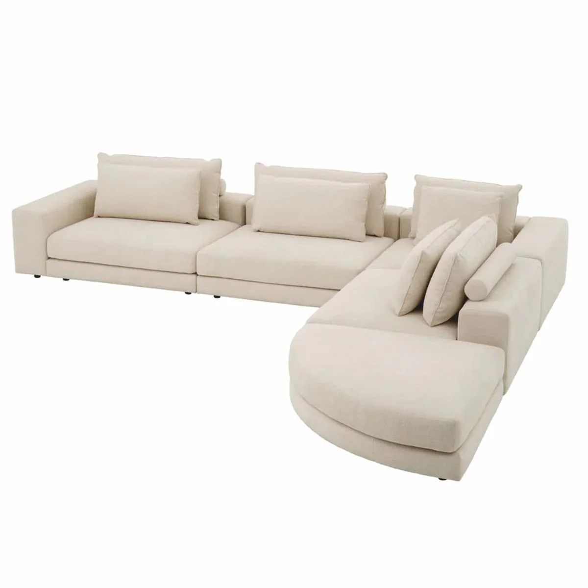 Casa Padrino Sof¨¢ Esquinero de Lujo Beige / Negro 388 x 360 cm - Sof¨¢ de Sal¨®n Modular - Muebles de Sal¨®n de Lujo