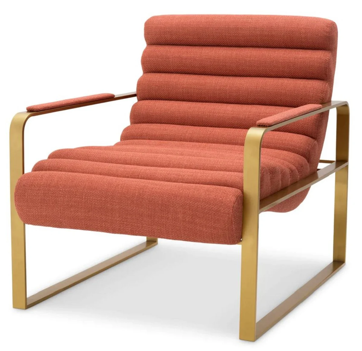 Casa Padrino sill¨®n de lujo naranja / lat¨®n 68,5 x 88 x A. 77 cm - Sill¨®n de sal¨®n - Sill¨®n de hotel - Muebles de sal¨®n - Muebles de hotel - Muebles de lujo - Interiores de lujo