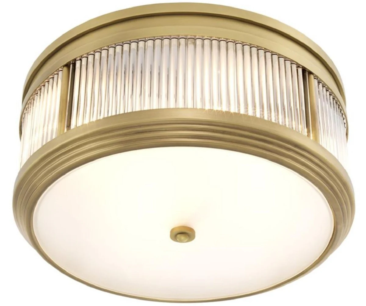 Casa Padrino lámpara de techo de lujo latón antiguo Ø 40,5 x H. 18,5 cm - Lámpara de Techo Redondo