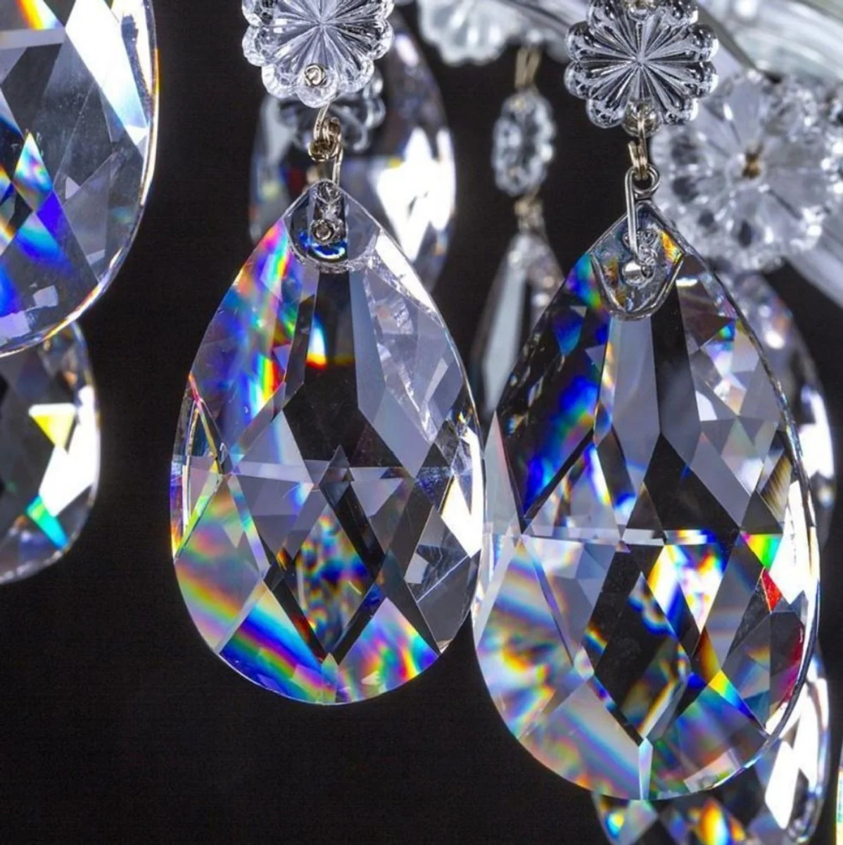 Casa Padrino lámpara de araña barroco de lujo blanco Ø 73 x A. 79 cm - Magnífica araña de luces con cristal de Bohemia - Lámpara de Araña de Hotel y Restaurante