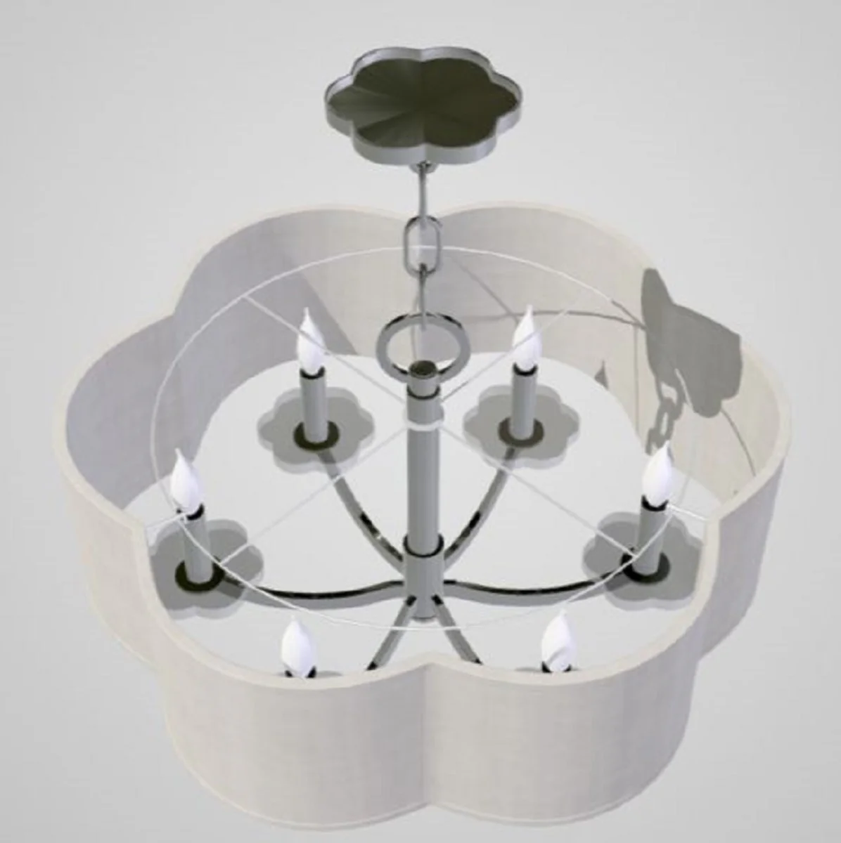 Casa Padrino araña de lujo en forma de hoja de trébol plata / crema Ø 66 x H. 39,4 cm - Calidad de Lujo