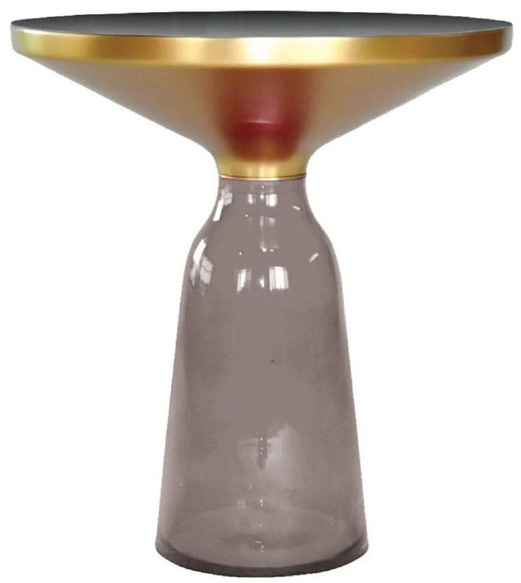 Casa Padrino mesa auxiliar de lujo negro / gris / oro ? 50 x A. 53 cm - Mesa redonda de vidrio - Muebles de sal¨®n modernos