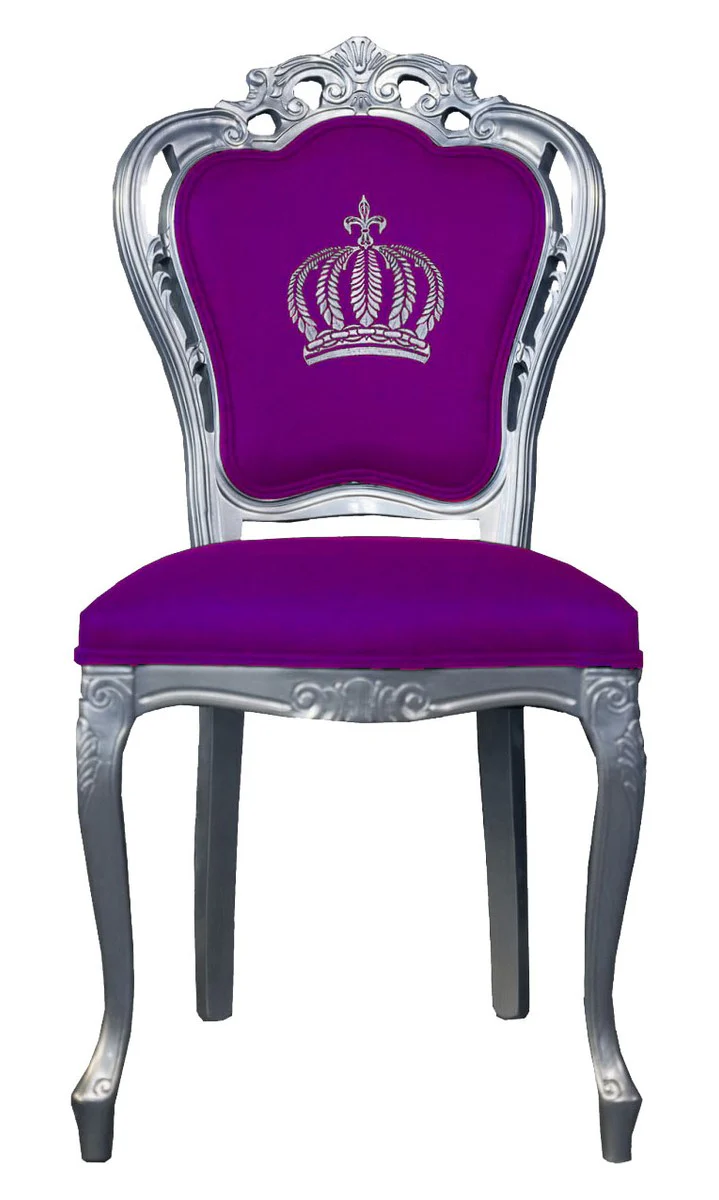 Pomp??s by Casa Padrino luxury baroque dining chair purple / silver - Pomp??s baroque chair designed by Harald Gl??ckler