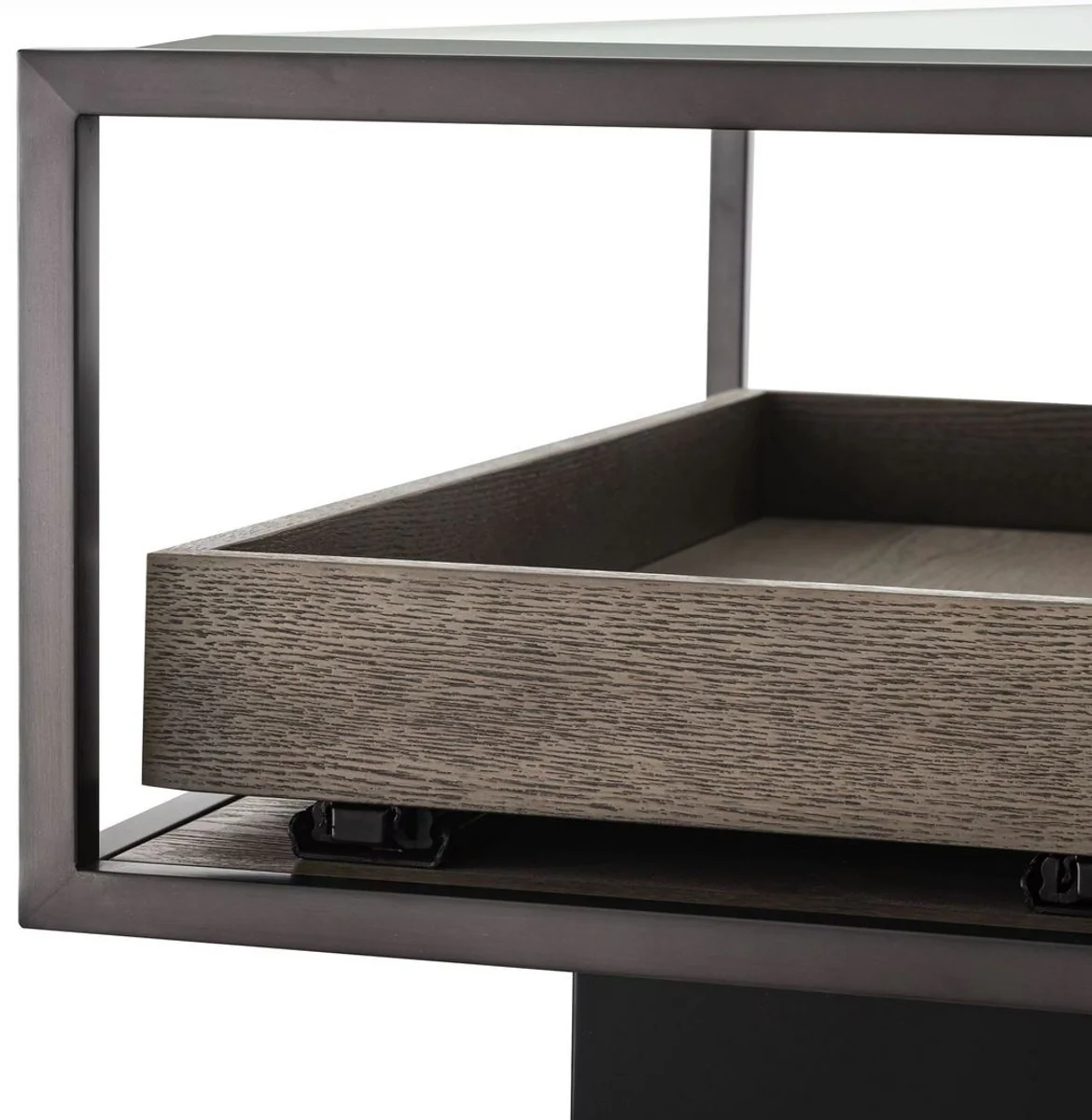 Casa Padrino mesa de centro de lujo bronce / gris 180 x 90 x A. 37 cm - Mesa de sal¨®n rectangular con tapa de vidrio - Muebles de Sal¨®n - Muebles de Lujo