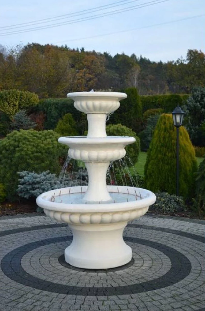 Casa Padrino fuente barroco blanco Ø 120 x A. 171 cm - Magnífica Fuente de Jardín - Fuente de Decoración de Jardín - Accesorios de Decoración de Jardín Barroco y Art Nouveau