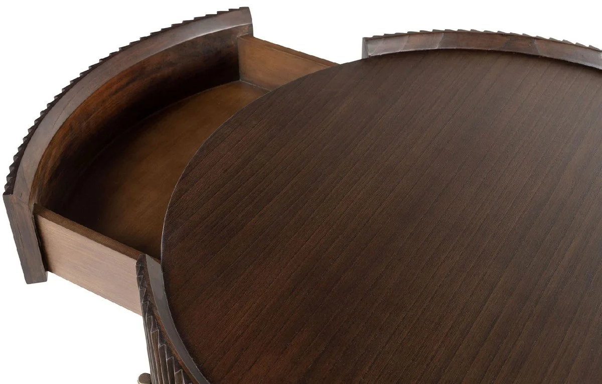 Casa Padrino mesa de centro de lujo marr¨®n oscuro ? 90 x A. 40 cm - Mesa de sal¨®n redonda con caj¨®n - Muebles de sal¨®n - Muebles de madera maciza - Muebles de lujo