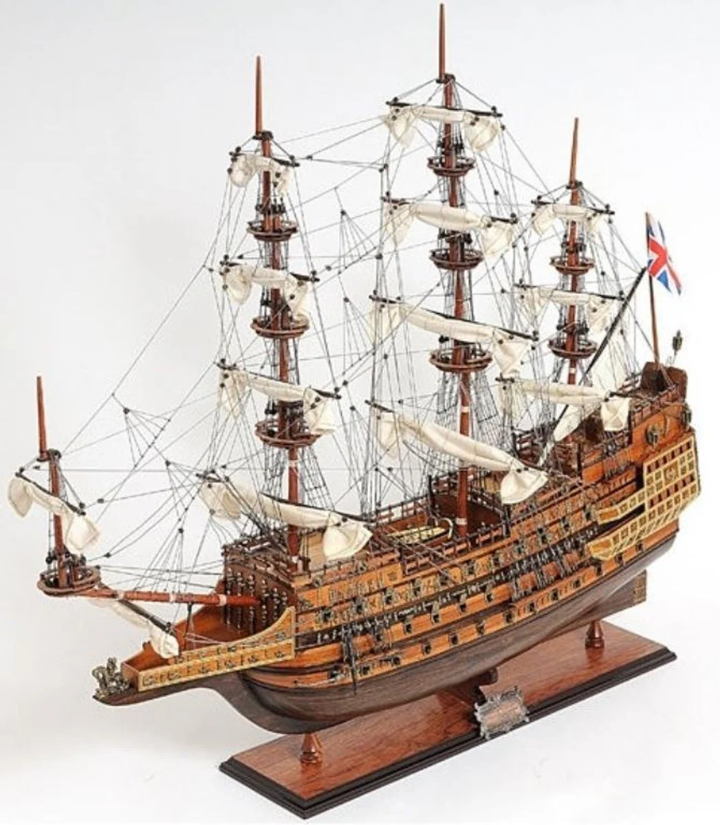 Casa Padrino Buque Insignia Sovereign of the Seas Marrón / Multicolor 88.9 x 29 x H. 94 cm - British Deco Barco Velero de Madera Hecho a Mano