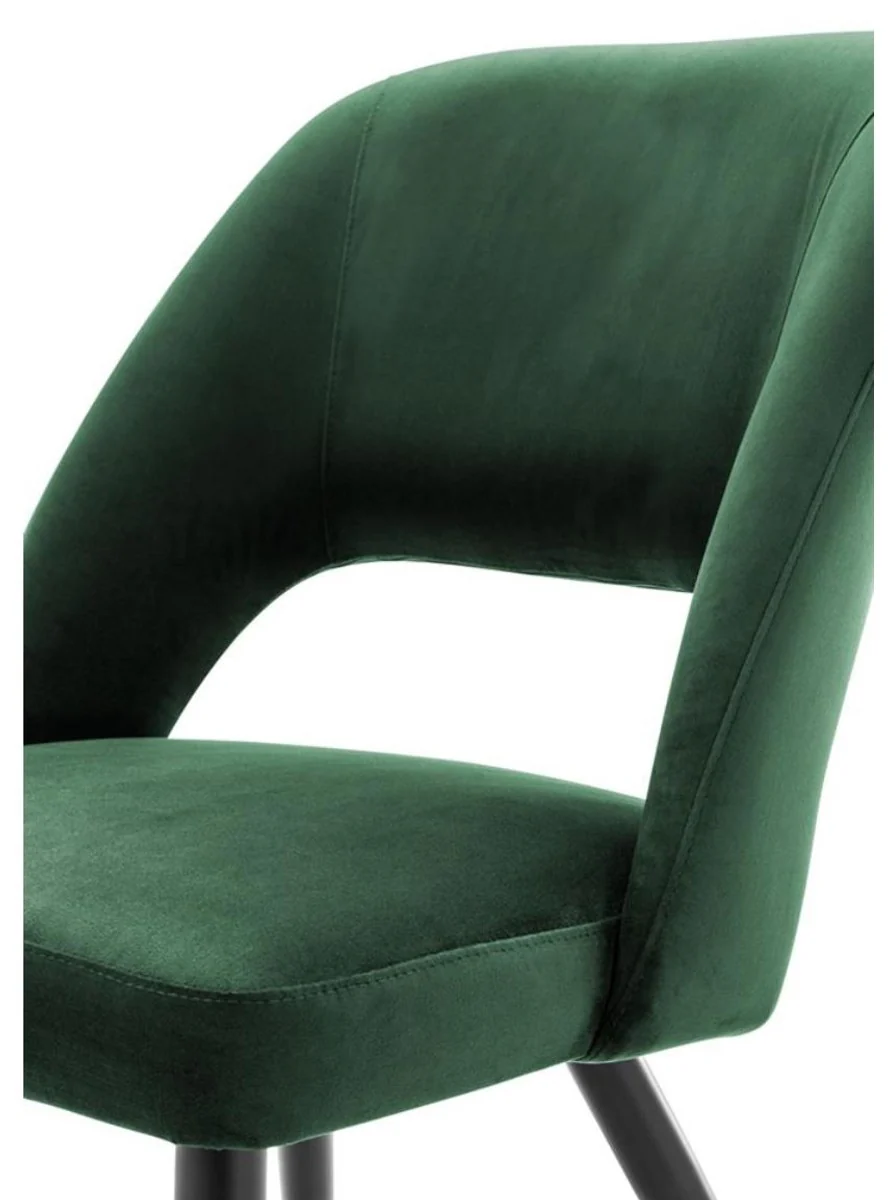 Casa Padrino luxury dining chair green / black 52 x 58 x H. 85 cm - Luxury Dining Room Furniture