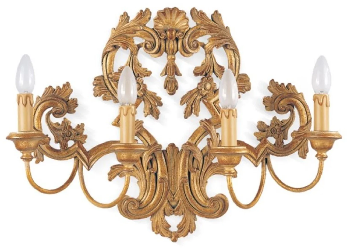 Casa Padrino lámpara de pared barroco de lujo oro antiguo 60 x 14 x A. 44 cm - Magnífica lámpara de pared estilo barroco - Noble y Magnífica - Calidad de Lujo - Hecho en Italia