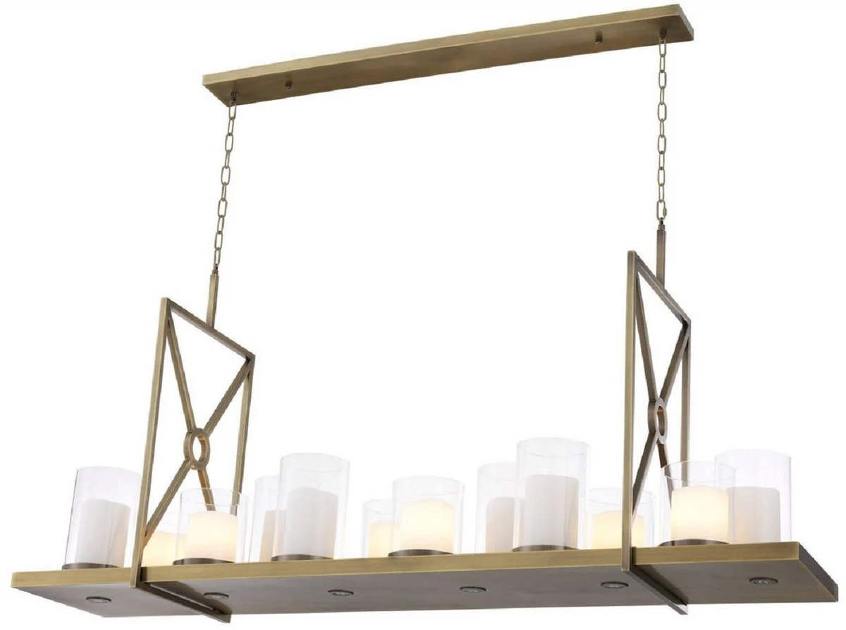 Casa Padrino lámpara de araña LED de lujo latón 160 x 39 x A. 75 cm - Lámpara de araña de acero inoxidable con control remoto - Calidad de Lujo