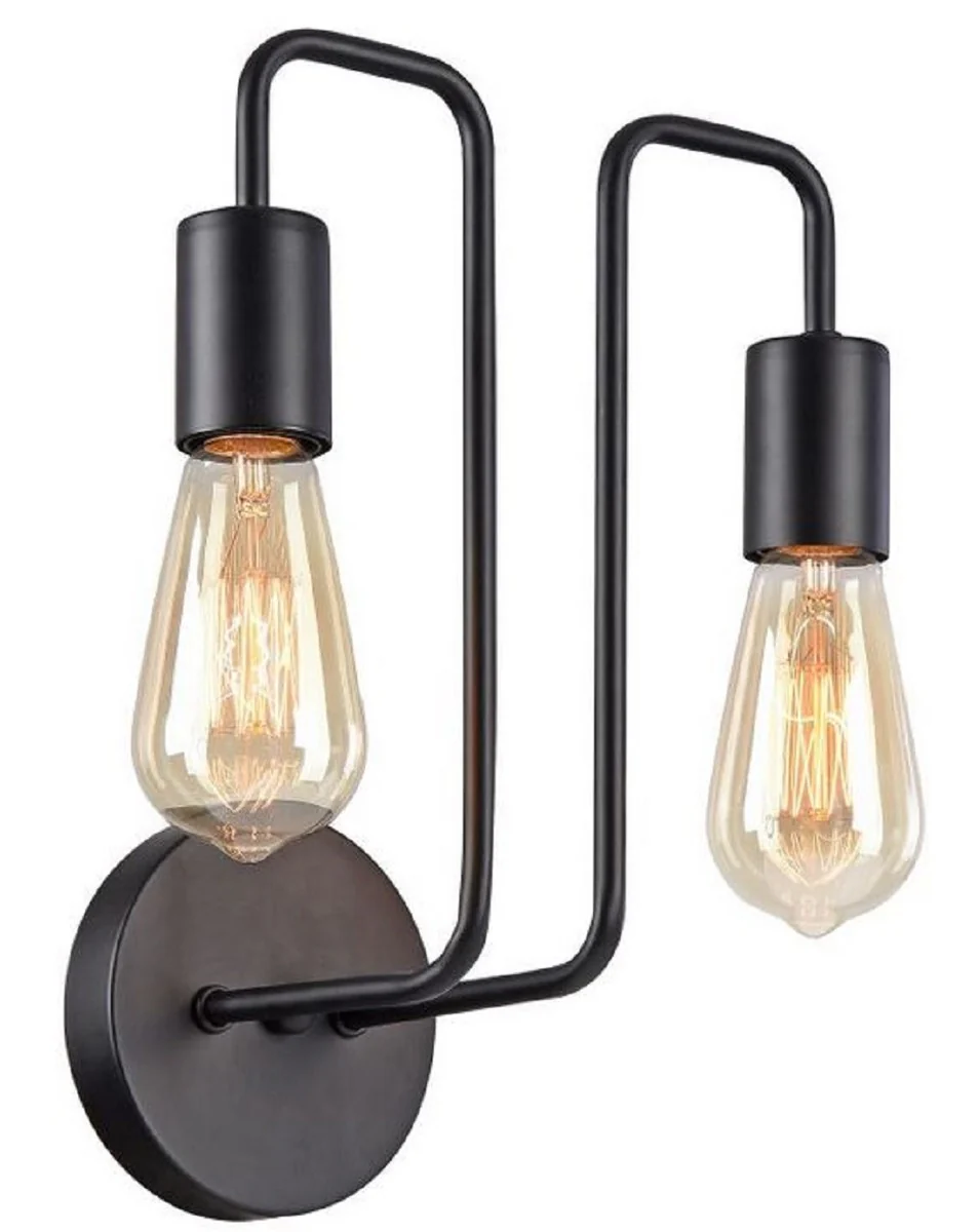 Casa Padrino lámpara de pared de diseñador negro 25 x 17 x H. 30,5 cm - Luz Moderna con Marco de Metal Revestido y un Estilo Inusual de Loft