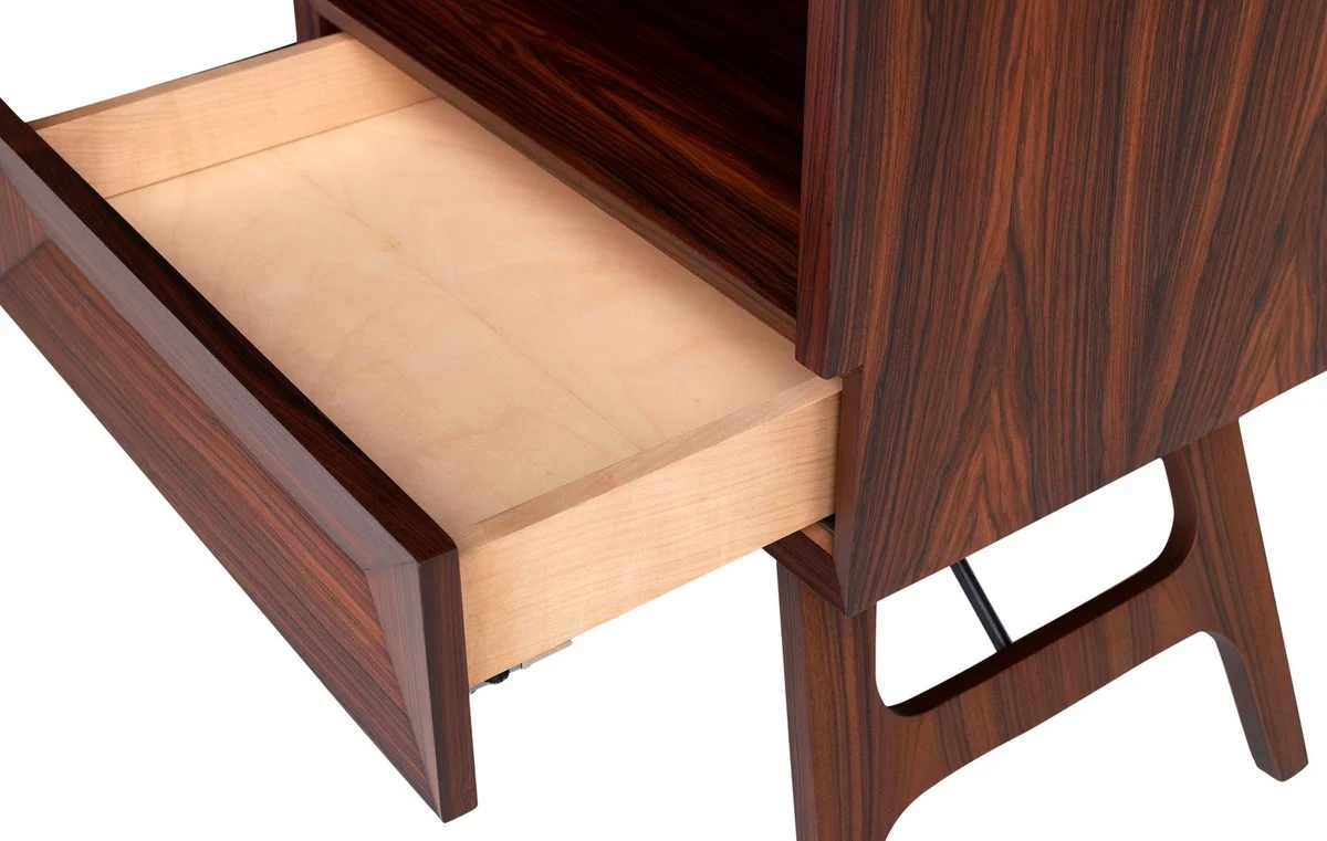 Casa Padrino mesa de noche de chapa de palo de rosa de lujo con cajón marrón 50 x 40 x H. 70 cm - Muebles de Dormitorio