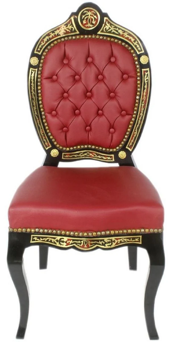 Casa Padrino baroque boulle silla de comedor roja / negro / oro 50 x 50 x A. 105 cm - Muebles de Comedor Barrocos