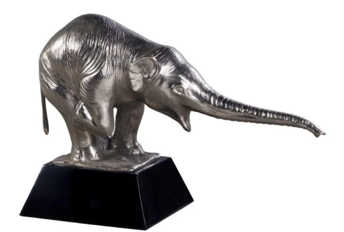 Casa Padrino figura de bronce de lujo con base de madera elefante plata / negro 42 x 17 x H. 29 cm - Decoración de Lujo