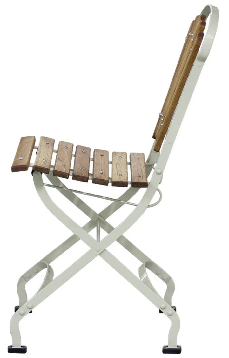 Casa Padrino silla plegable Art Nouveau de lujo marrón / crema 42 x 50 x A. 88 cm - Silla de jardín y terraza - Muebles de Jardín y Terraza Art Nouveau