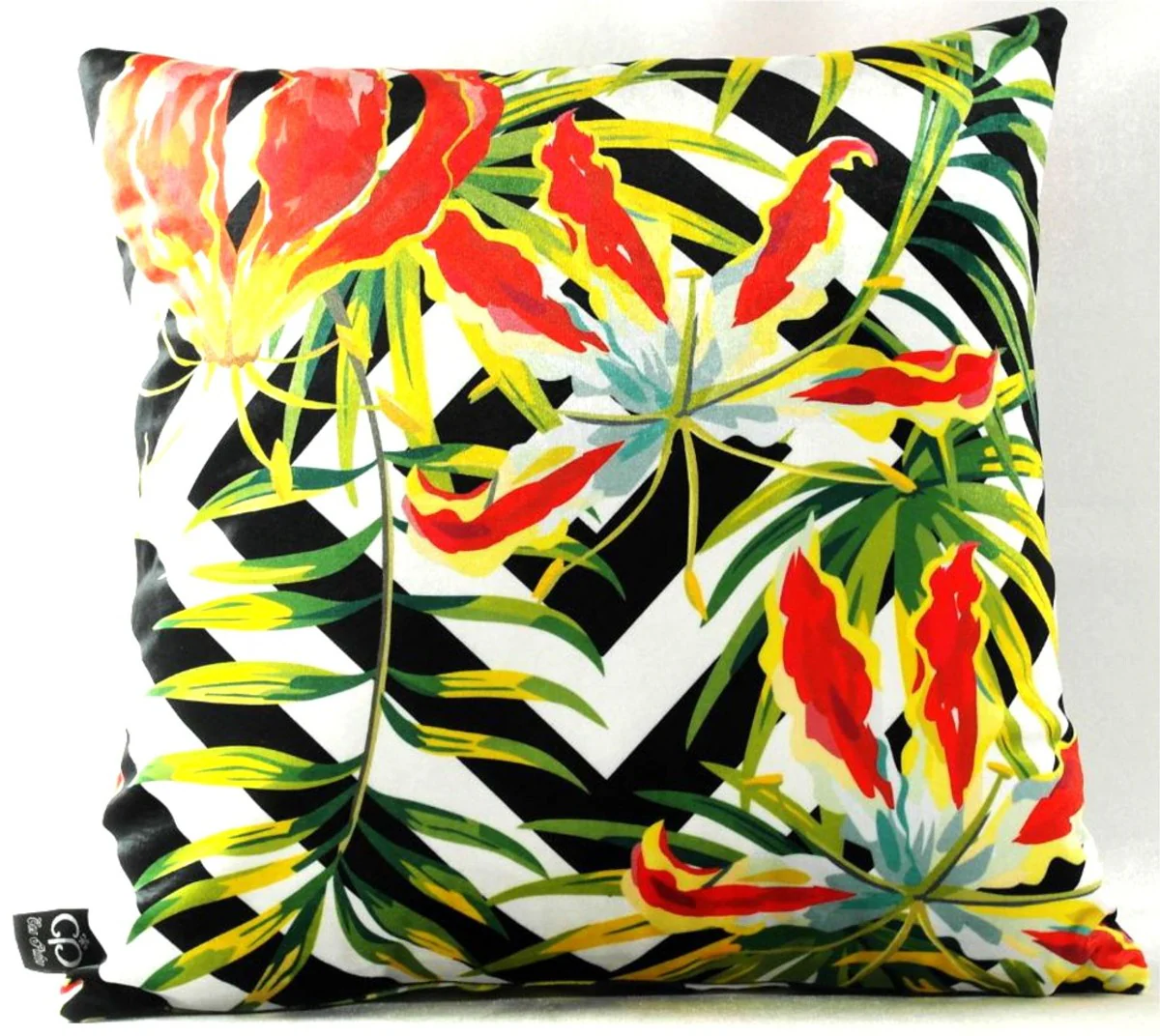 Casa Padrino Almohada Decorativo de Lujo Plantas de Detroit Multicolor 45 x 45 cm - Tejido de Terciopelo M¨¢s Fino - Almohada del Sal¨®n
