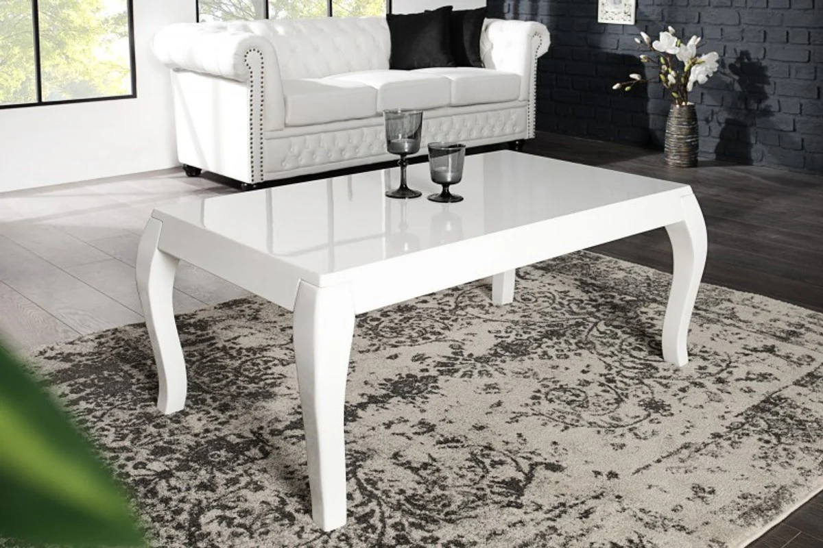 Mesa auxiliar barroca blanca - Alto brillo (110x45x60cm)