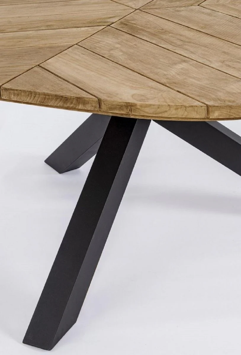 Casa Padrino mesa de jard¨ªn de lujo natural / negro ? 160 x A. 77 cm - Mesa de comedor de jard¨ªn con tapa de teca y patas de aluminio - Mesa de jard¨ªn y terraza - Muebles de jard¨ªn y terraza de lujo