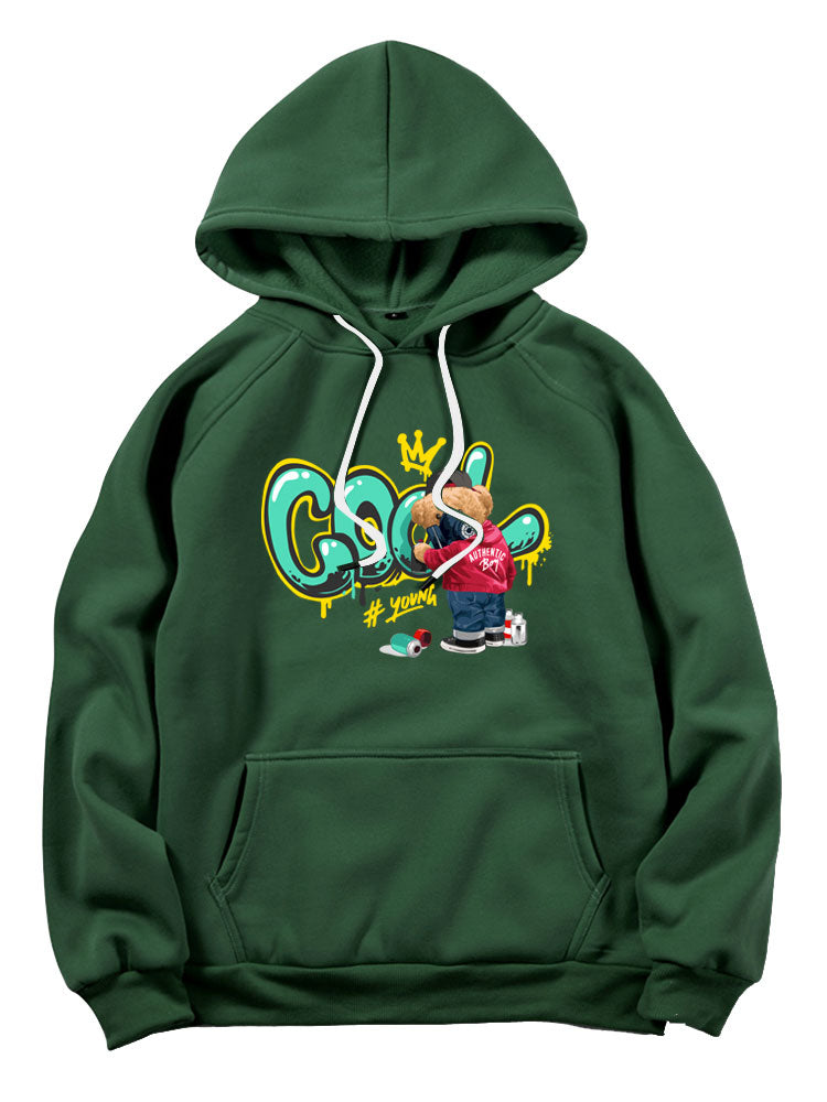 Graffiti Bear Print Hoodie