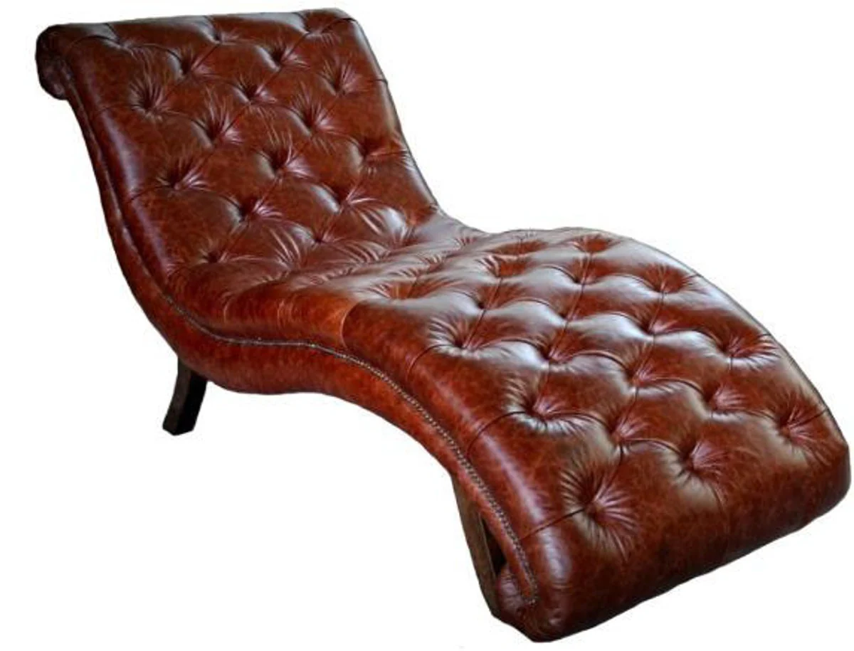 Casa Padrino Chesterfield Real Leather Relax Lounger Marr¨®n oscuro