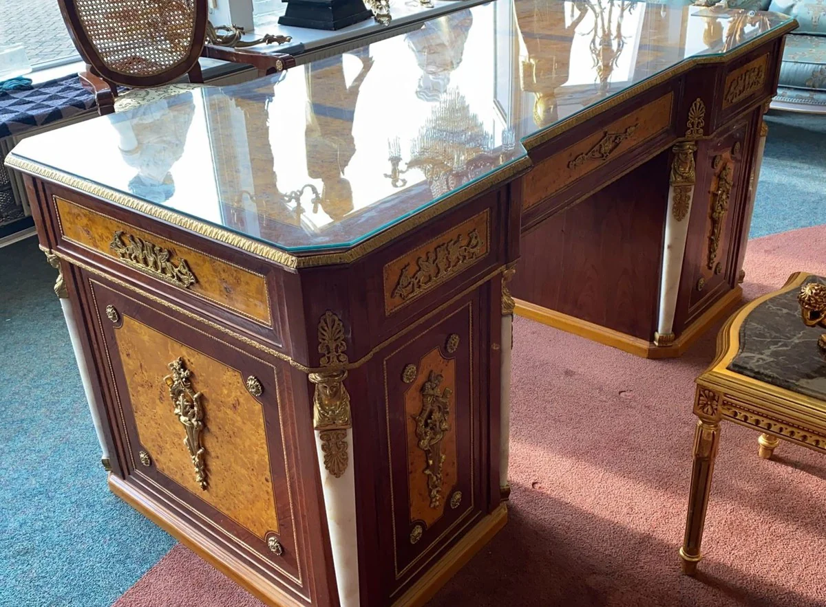 Casa Padrino escritorio barroco marr¨®n claro / marr¨®n / lat¨®n / blanco