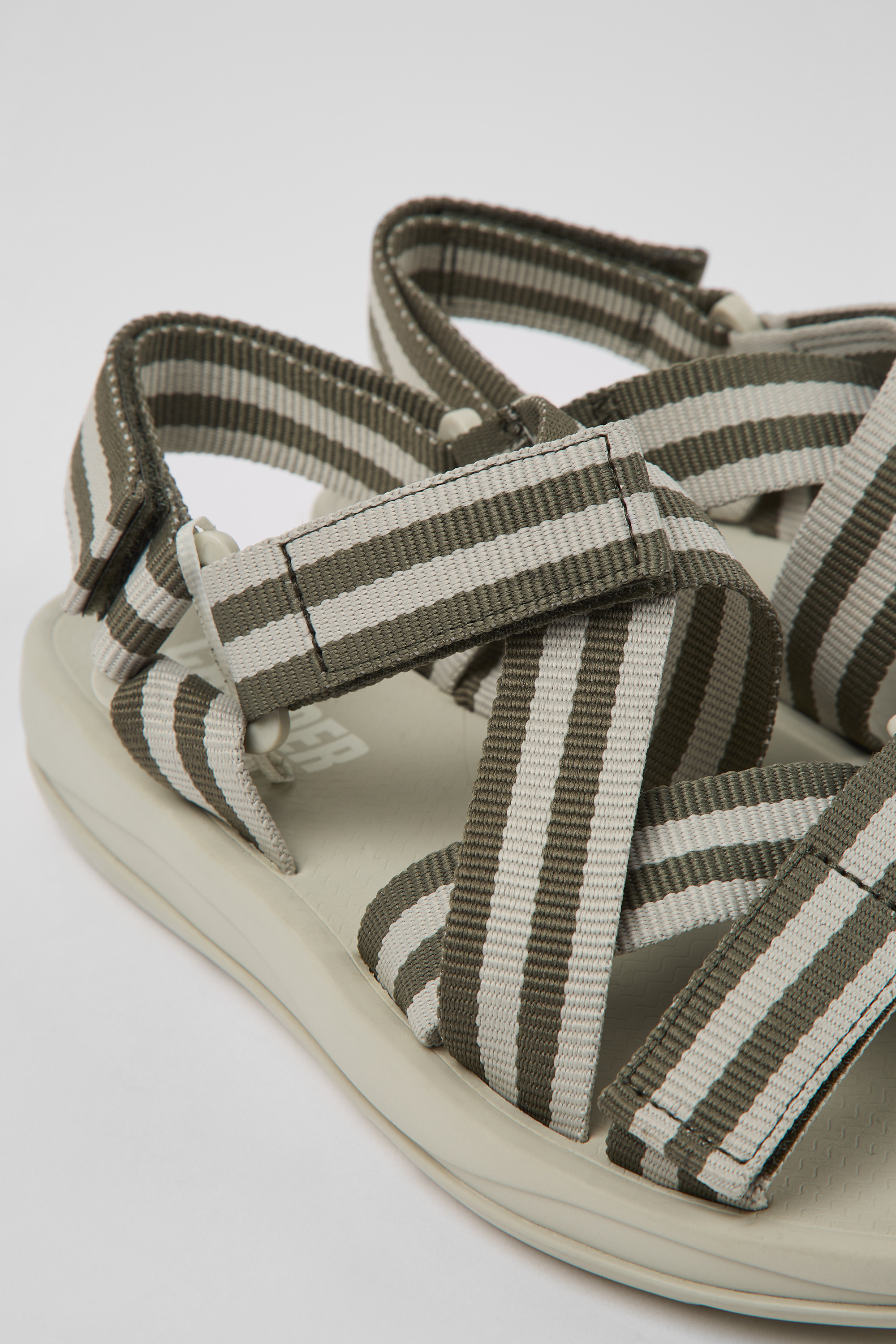 Match - Gray and green textile sandals for women