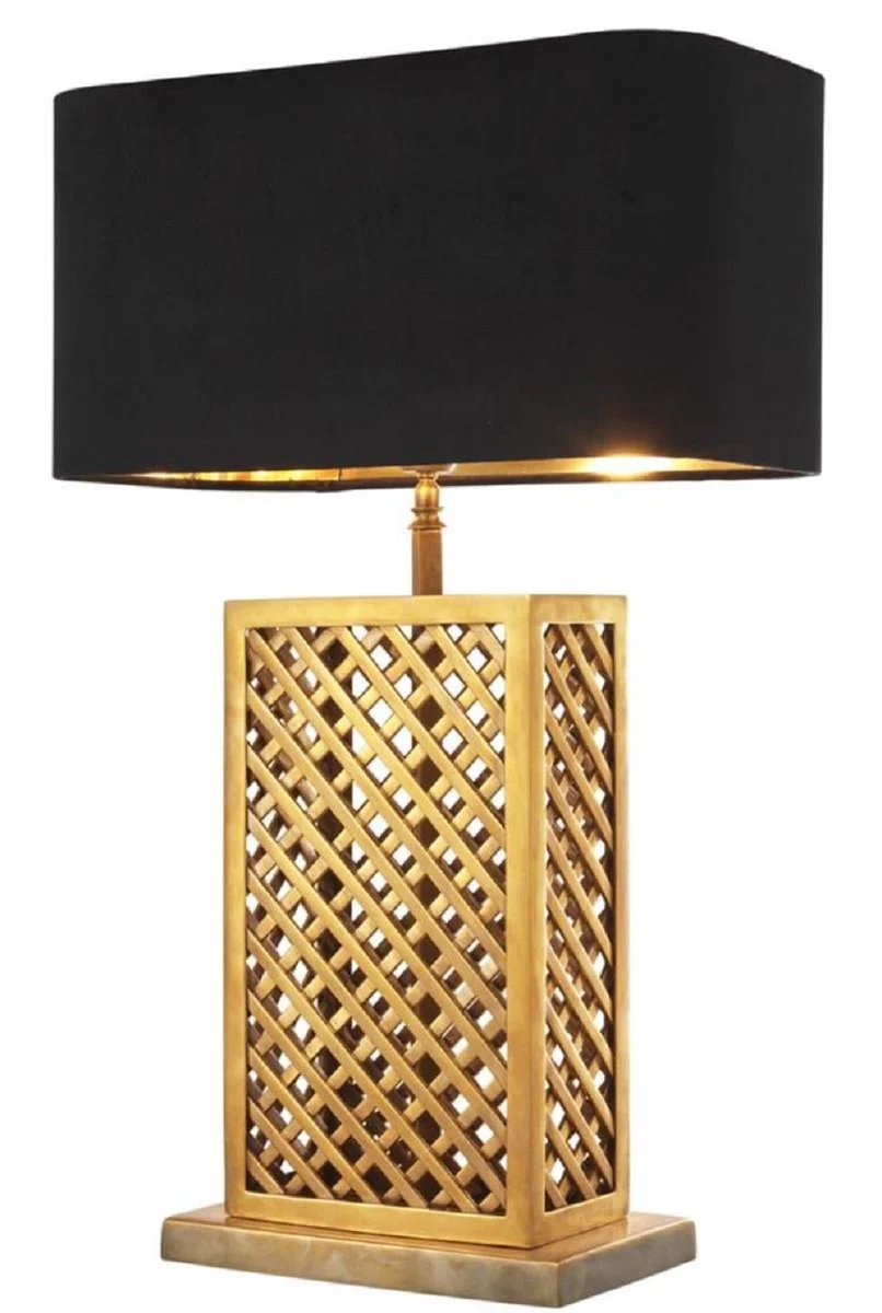 Casa Padrino lámpara de mesa de lujo latón vintage / negro 46 x 22 x H. 72 cm - Calidad de Lujo