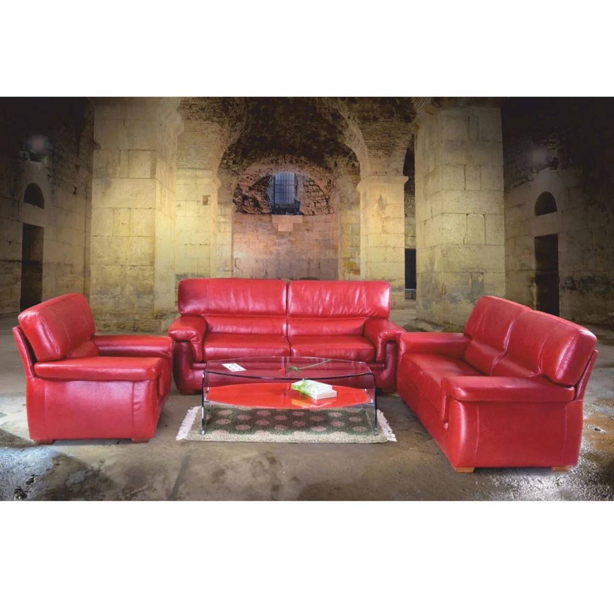 Casa Padrino sof¨¢ cama de cuero de lujo rojo / marr¨®n Al. 200 cm - Muebles de cuero genuino