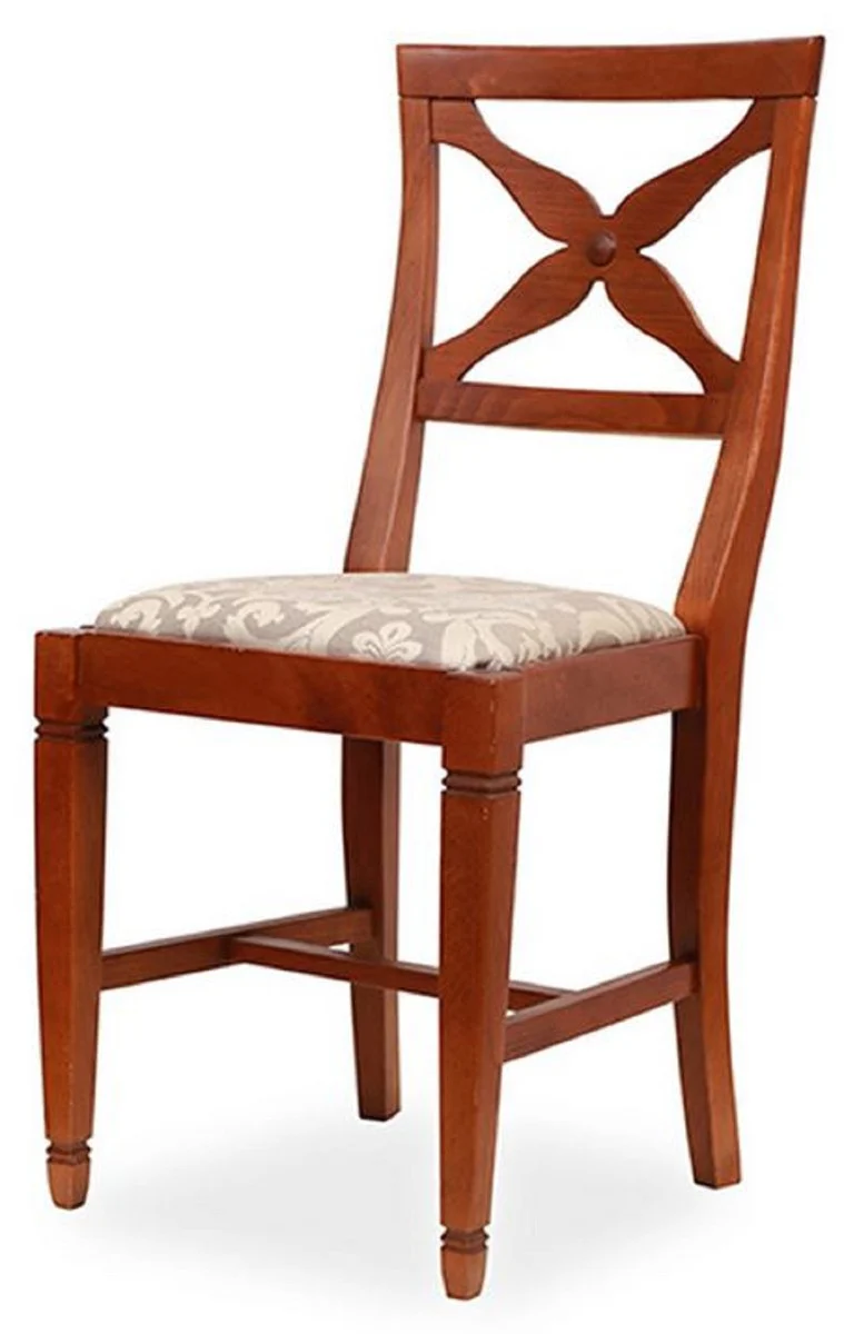 Casa Padrino silla de comedor Biedermeier gris / marrón 43,5 x 49 x A. 92 cm - Silla de cocina de madera maciza - Muebles de comedor de madera maciza - Muebles de Comedor Biedermeier