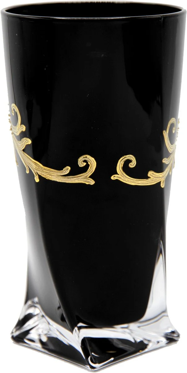 Pomp??s by Casa Padrino vaso de agua de lujo con ba?o de oro de 24 quilates negro / oro ? 8 x A. 13,5 cm - Vaso pomposo dise?ado por Harald Gl??ckler