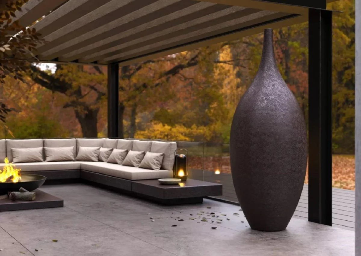 Casa Padrino maceta decorativa de lujo negro mate ? 78 x A. 200 cm - Decoraci¨®n de jard¨ªn