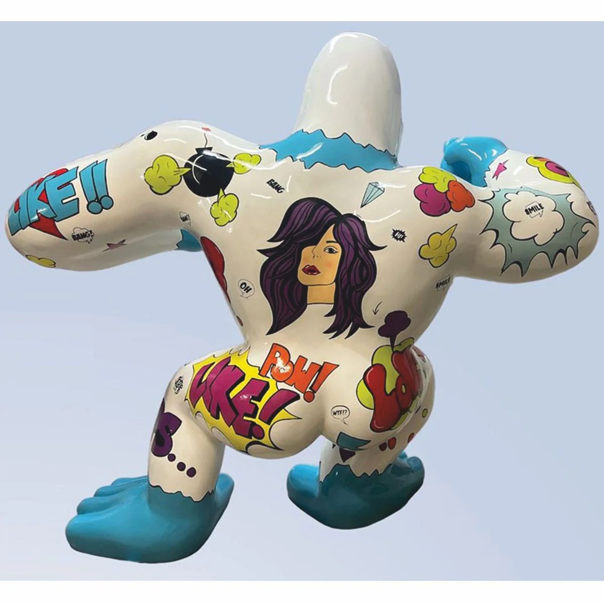 Casa Padrino escultura decorativa XXL mono gorila blanco / colorido 202 x 102 x A. 180 cm