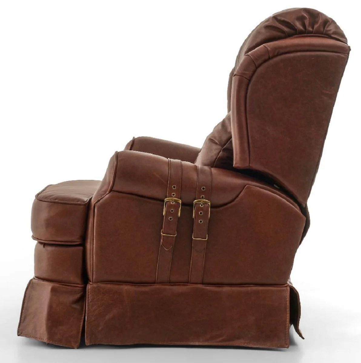 Casa Padrino sill¨®n de cuero de lujo con funci¨®n reclinable marr¨®n 85 x 100 x A. 97 cm - Sill¨®n de sal¨®n de cuero genuino - Sill¨®n de TV - Muebles de cuero genuino - Muebles de lujo