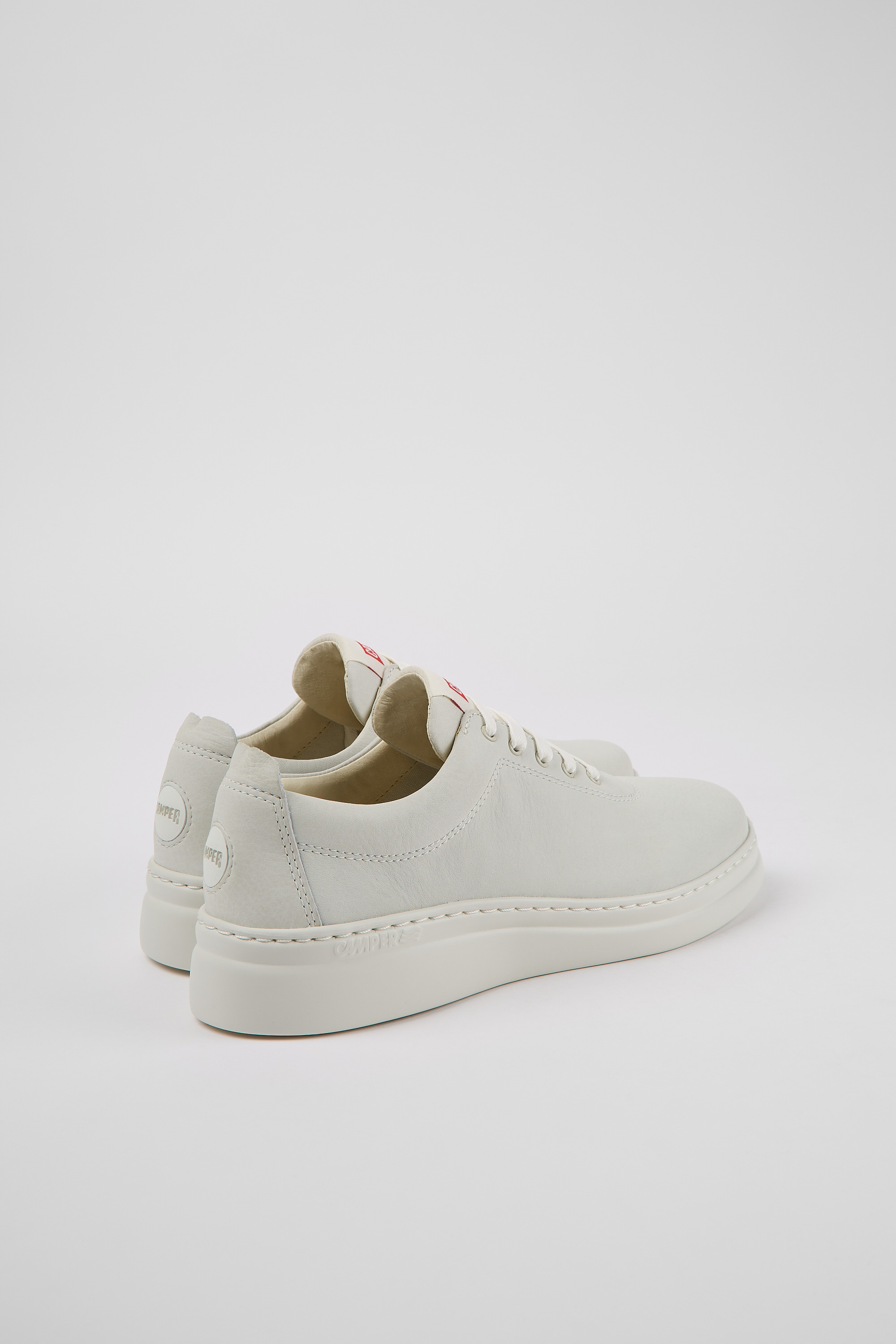 Runner Up - White non-dyed leather sneakers for women