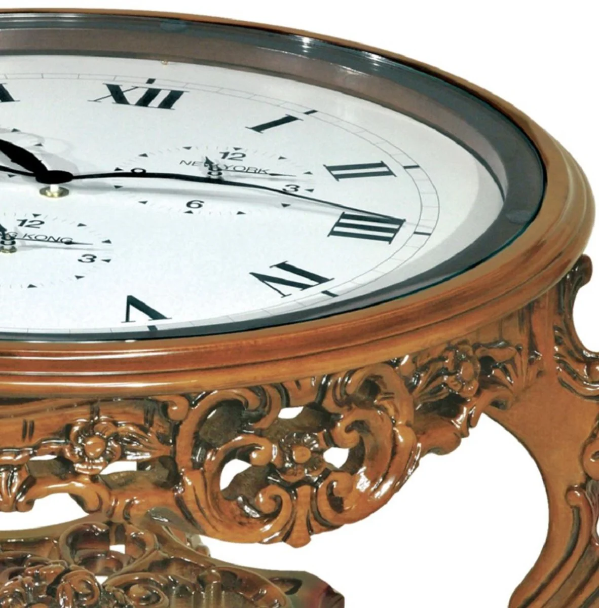 Casa Padrino mesa de centro barroco de lujo con reloj marr¨®n - Magn¨ªfica mesa de centro de estilo barroco - Muebles Barrocos - Noble y Magn¨ªfico - Calidad de lujo - Hecho en Italia