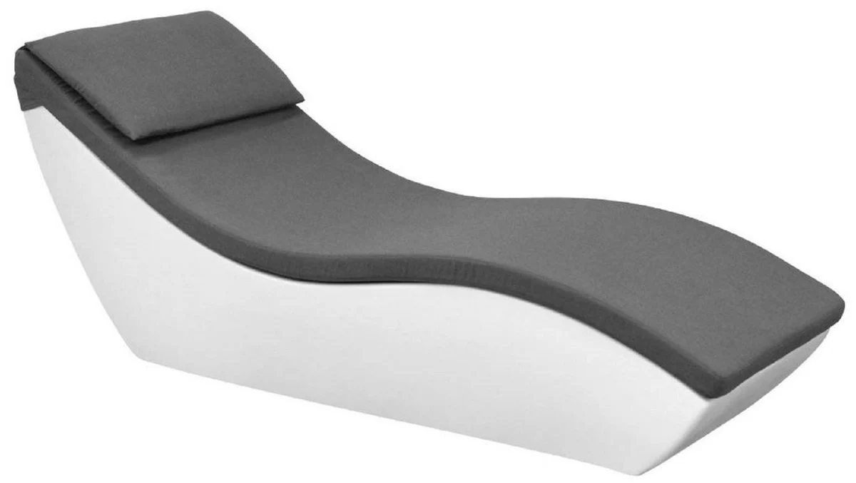 Casa Padrino tumbona de jardín de lujo blanco mate / gris oscuro 180 x 70 x A. 70 cm - Tumbona moderna resistente a la intemperie - Tumbona de piscina - Muebles de piscina de hotel de jardín