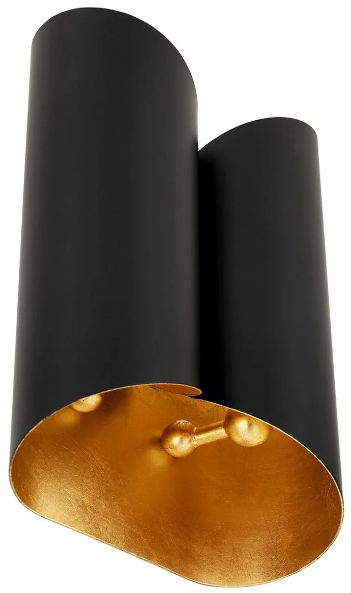 Casa Padrino lámpara de pared de diseño negro / oro 18 x 10,5 x A. 28 cm - Lámpara de pared de metal para sala de estar moderna - Calidad de Lujo
